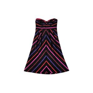 Silk Dress Strapless Striped Black Purple Pink Guess Jeans Size 3 NWT